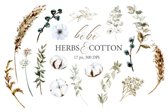 Boho Watercolor Floral Clipart & Illustrations