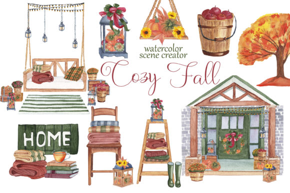 Cozy Fall Watercolor Scene Creator: Illustrations for Warm Content