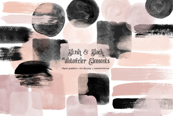 h1Blush and Black Watercolor Elements Illustrations for Real Design Projects/h1