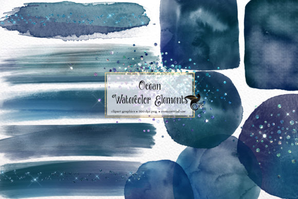 Ocean Watercolor Elements for Creative Sellers
