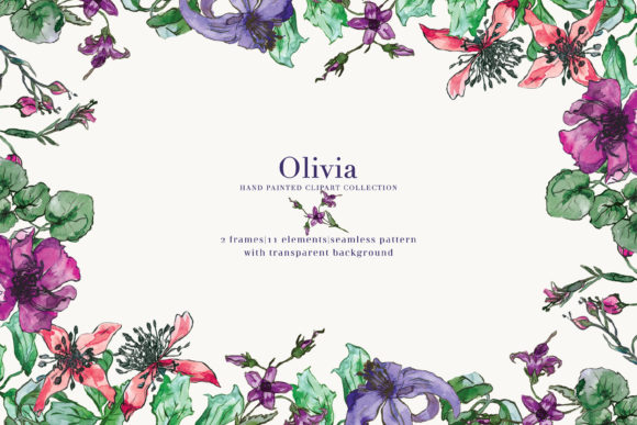 Purple Flowers Watercolor Clipart Set Review