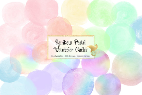 Rainbow Pastel Watercolor Circles Illustrations