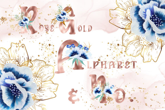 Rose Gold Watercolor Anemone Alphabet: Elegant Illustrations for Brand Storytelling
