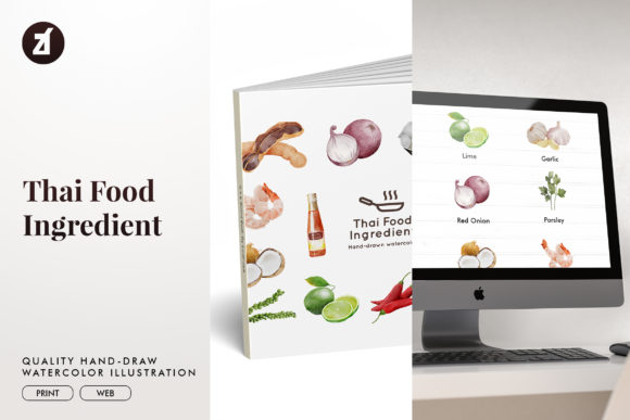 Thai Food Ingredient Watercolor Illustrations for Content Publishers