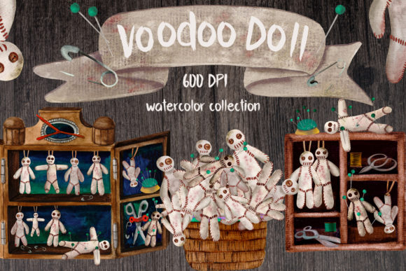 Voodoo Doll Watercolor Set: A Bold Illustration Choice for Local Branding