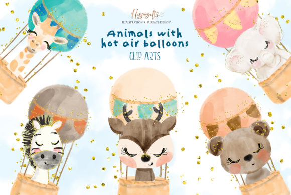 Watercolor Animals with Hot Air Balloon Illustrations: A Visual Designer’s Take
