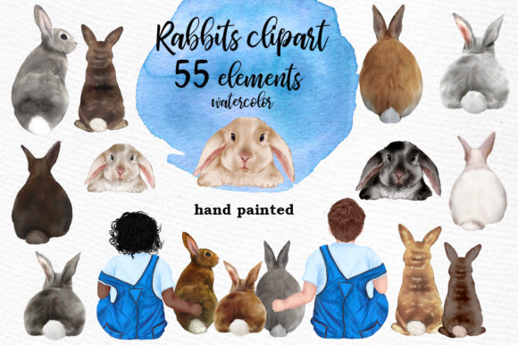 Watercolor Bunny Clipart for Soft, Playful Brand Illustrations