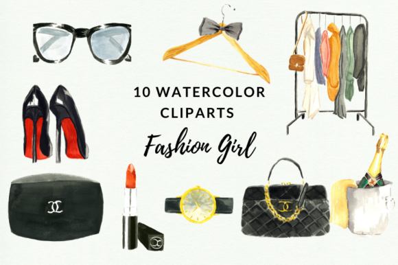 Watercolor Fashion Cliparts, Chanel Clip: A Designer’s Review for Brand & Marketing Use
