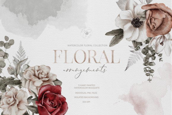 Watercolor Flower Arrangement Roses PNG Review