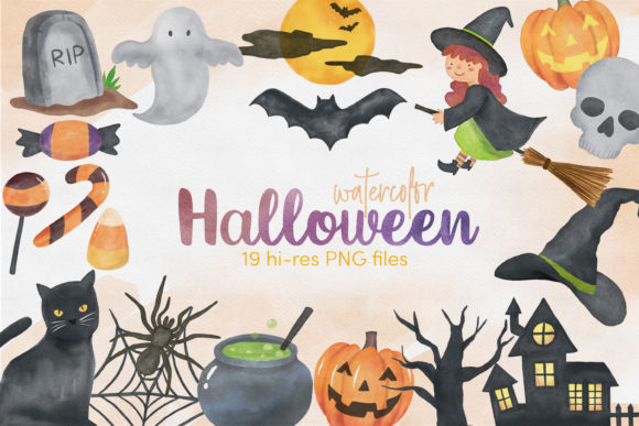 Watercolor Halloween Night Clipart: Illustrations That Set the Mood for Seasonal Branding