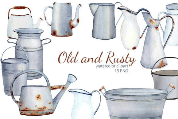 Watercolor Rustic Farmhouse Clipart & Illustrations